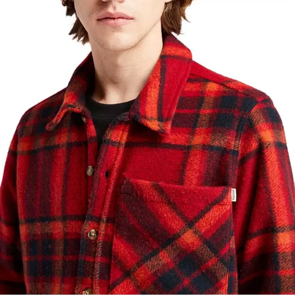 Timberland Wool Blend Flannel Plaid Overshirt